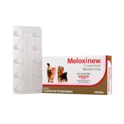 Anti-inflamatório Meloxinew 10 Comprimidos para Cães e Gatos Anti-inflamatório Meloxinew 10 Comprimidos para Cães e Gatos