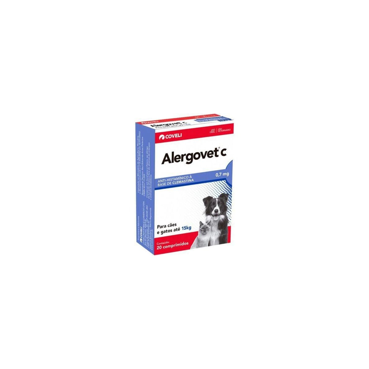 Antialérgico Alergovet C 0,7mg 20 Comprimidos