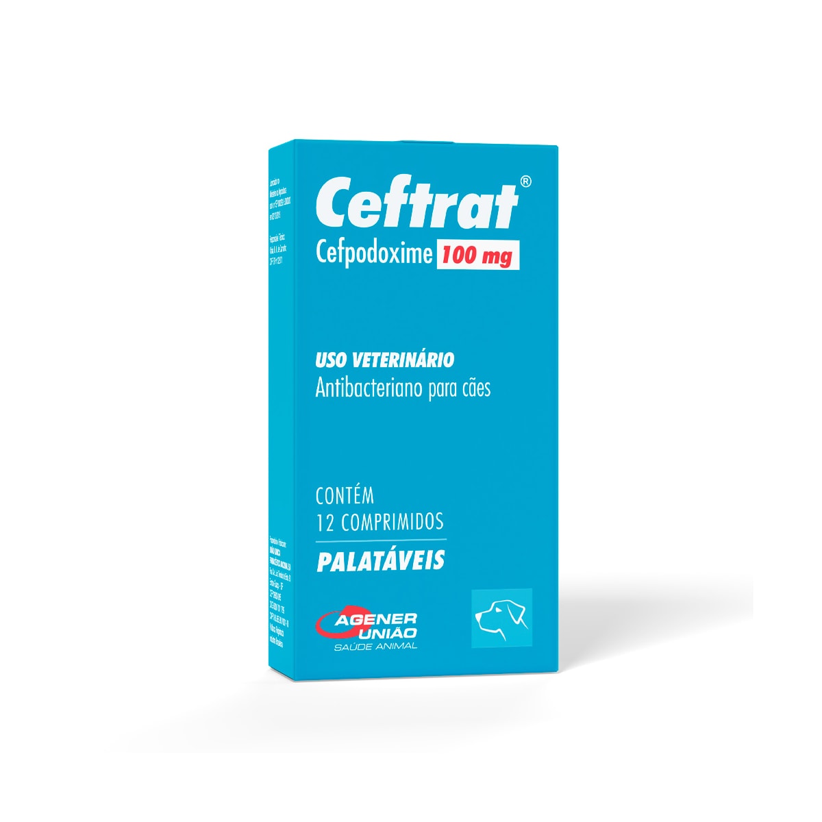 Antibacteriano União Ceftrat para Cães - 12 Comprimidos