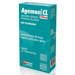 Antibiótico Agemoxi 250mg 10 comprimidos Cães e Gatos