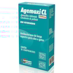Antibiótico Agemoxi 250mg 10 comprimidos Cães e Gatos Antibiótico Agemoxi 250mg 10 comprimidos Cães e Gatos