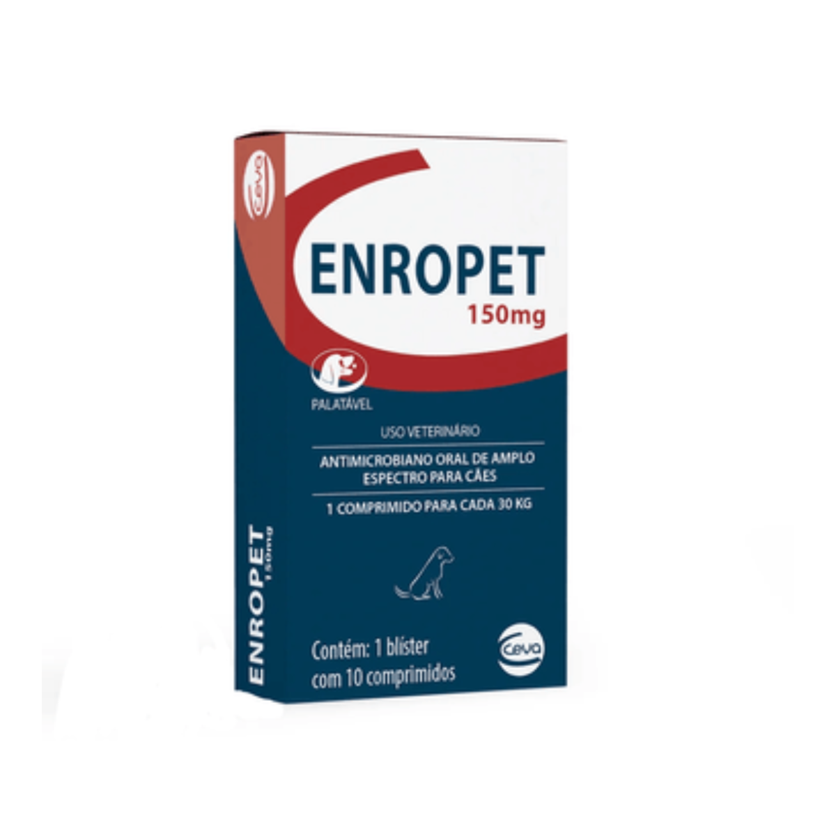 Antibiótico Enropet 150 mg Ceva para Cães 10 comprimidos