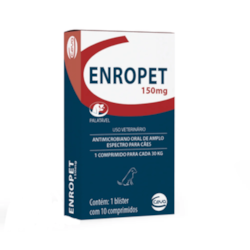 Antibiótico Enropet 150 mg Ceva para Cães 10 comprimidos Antibiótico Enropet 150 mg Ceva para Cães 10 comprimidos