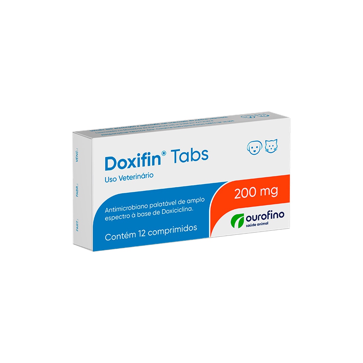 Antibiótico Ourofino Doxifin Tabs Para Cães e Gatos 200mg