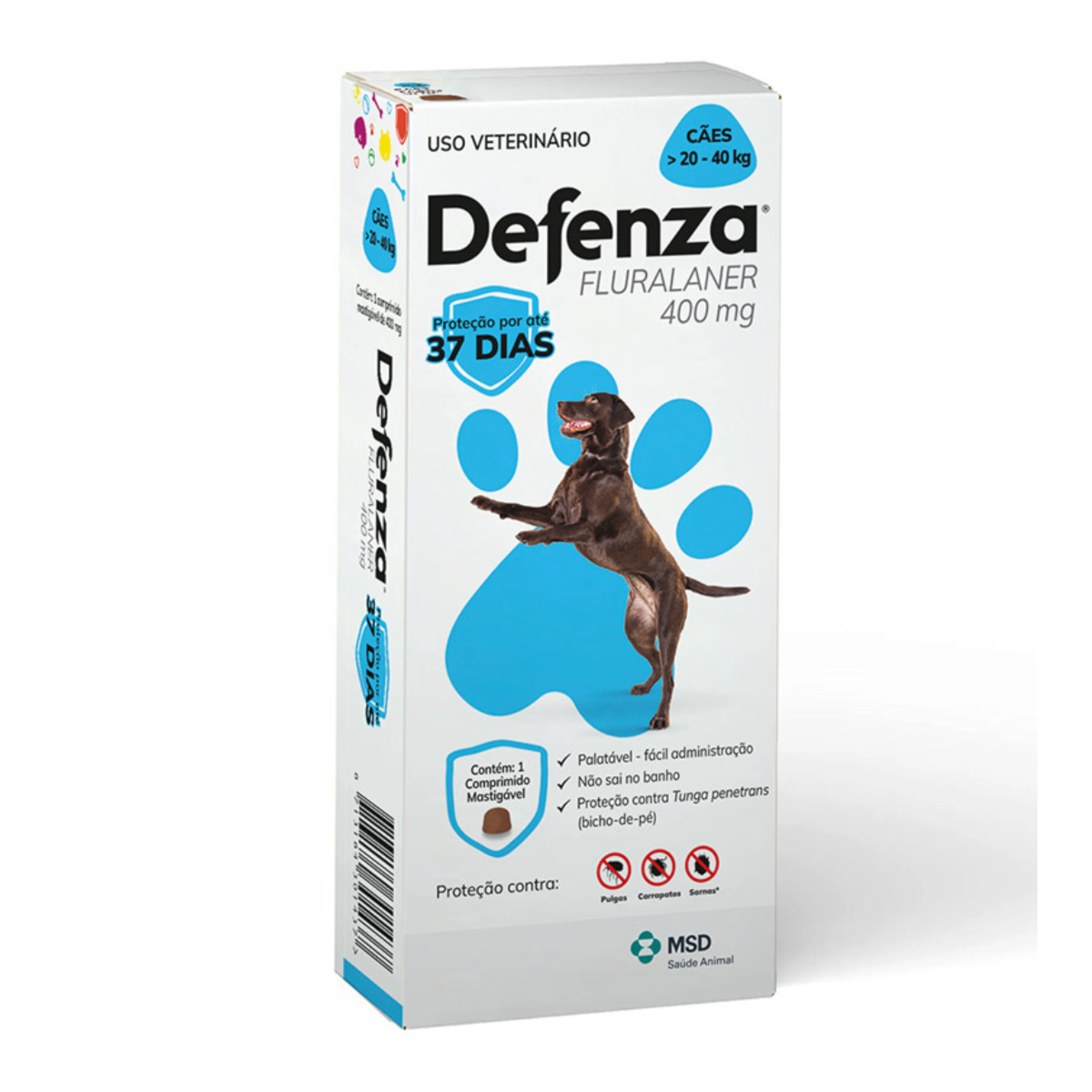 Antiparasitário MSD Defenza 400mg para Cães de 20 a 40 kg