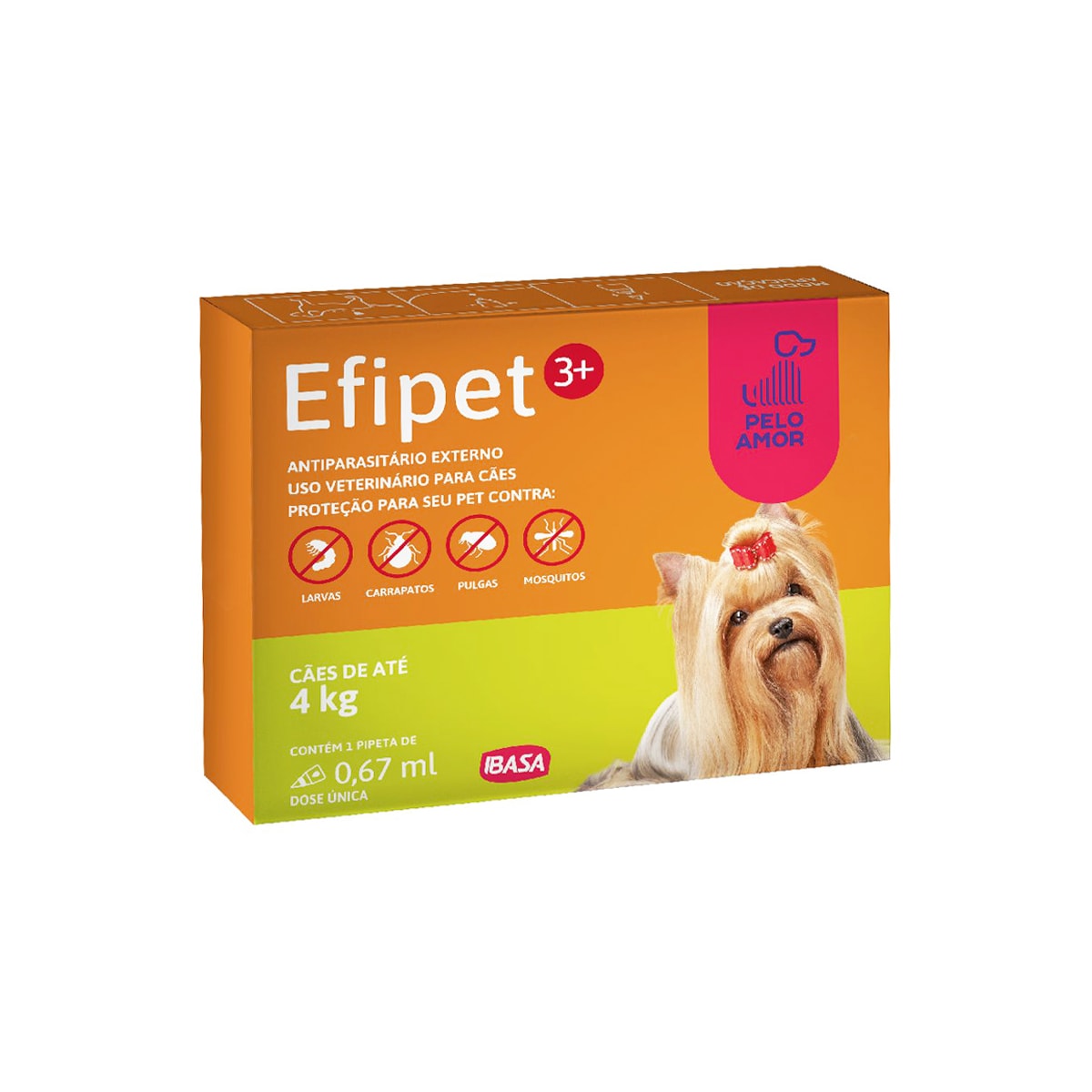 Antipulga e Carrapatos Efipet 3+ 0,67mL para Cães de Até 4 kg