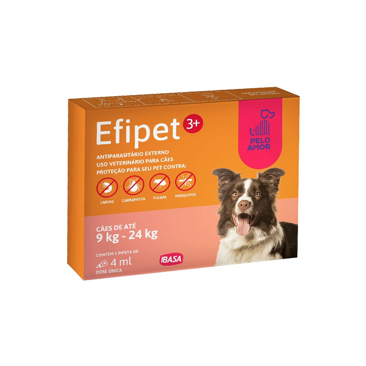 Antipulga e Carrapatos Efipet 3+ 4,0mL para Cães de 9 a 24 kg