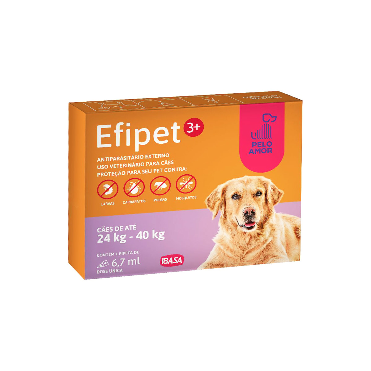 Antipulga e Carrapatos Efipet 3+ 6,7mL para Cães de 24 a 40 kg