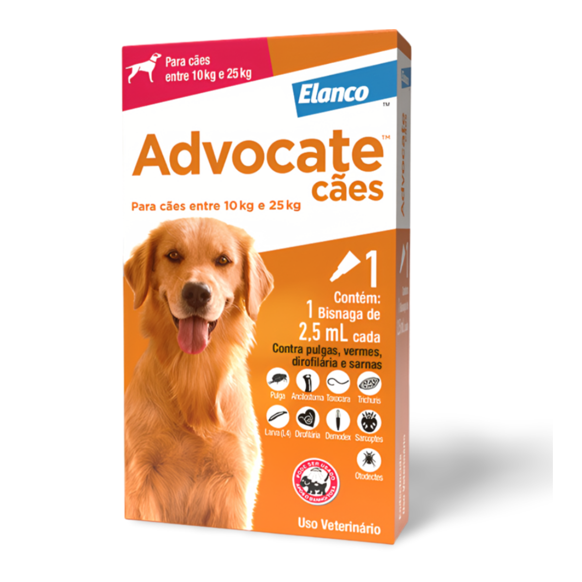 Antipulgas Advocate para Cães entre 10 e 25kg 2,5ml