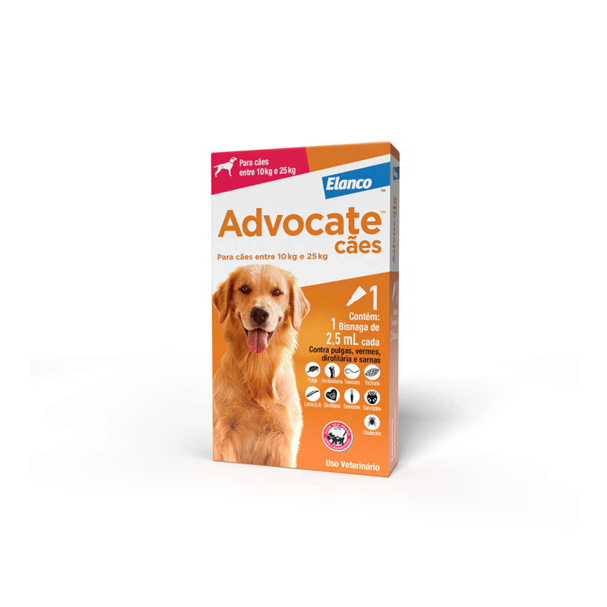 Antipulgas Advocate para Cães entre 10 e 25kg 2,5ml