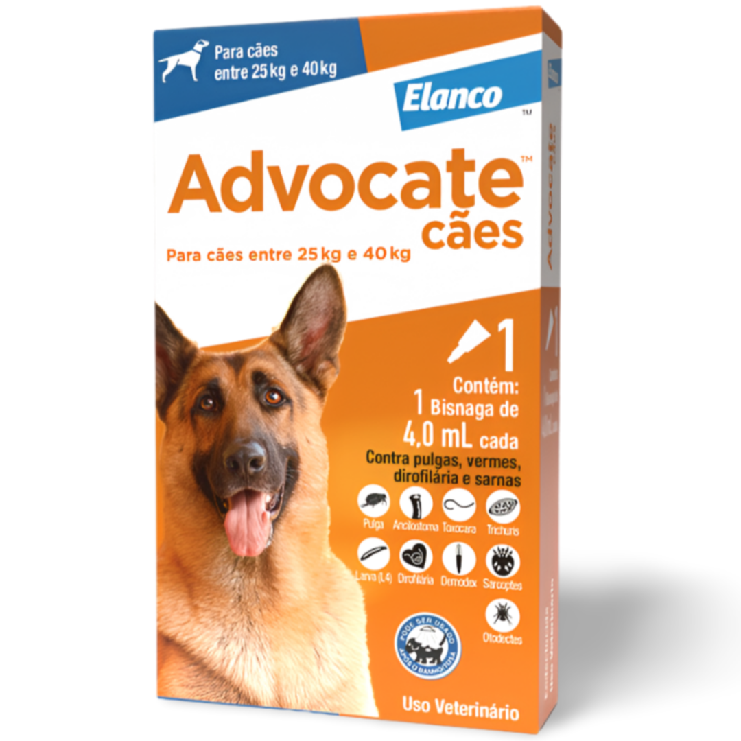 Antipulgas Advocate para Cães entre 25 e 40Kg 4,0ml - Pet Cães e Cia