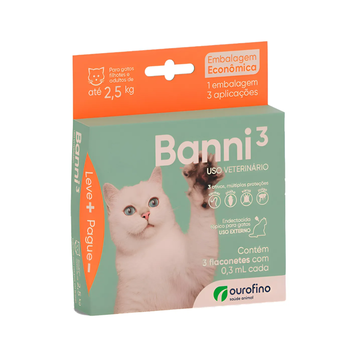 Antipulgas Banni para Gatos 0,30ml – Kit com 3 Flaconetes
