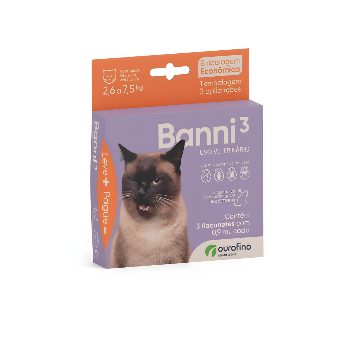 Antipulgas Banni para Gatos 0,90ml – Kit com 3 Flaconetes