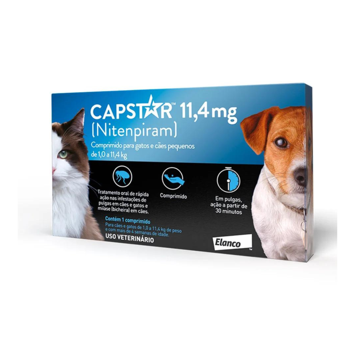 Antipulgas Capstar para Cães e Gatos de até 11kg - 11mg