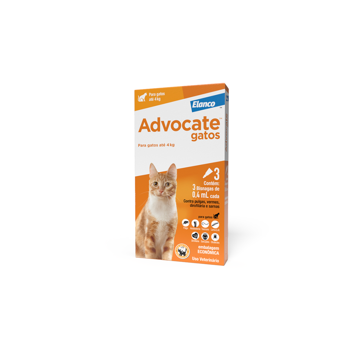 Antipulgas Combo Advocate para Gatos de até 4 Kg - 0,4 mL