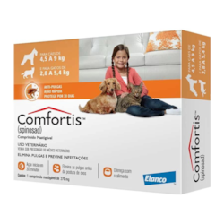 Antipulgas Comfortis 270 mg - Cães de 4,5 a 9Kg e Gatos de 2,8 a 5,4Kg 1 comprimido