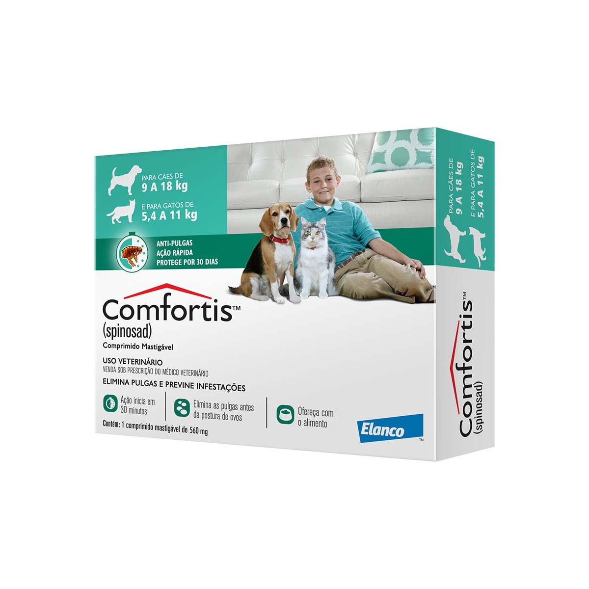 Antipulgas Comfortis Elanco 560mg - Cães de 9 a 18 kg e Gatos de 5,4 a 11kg