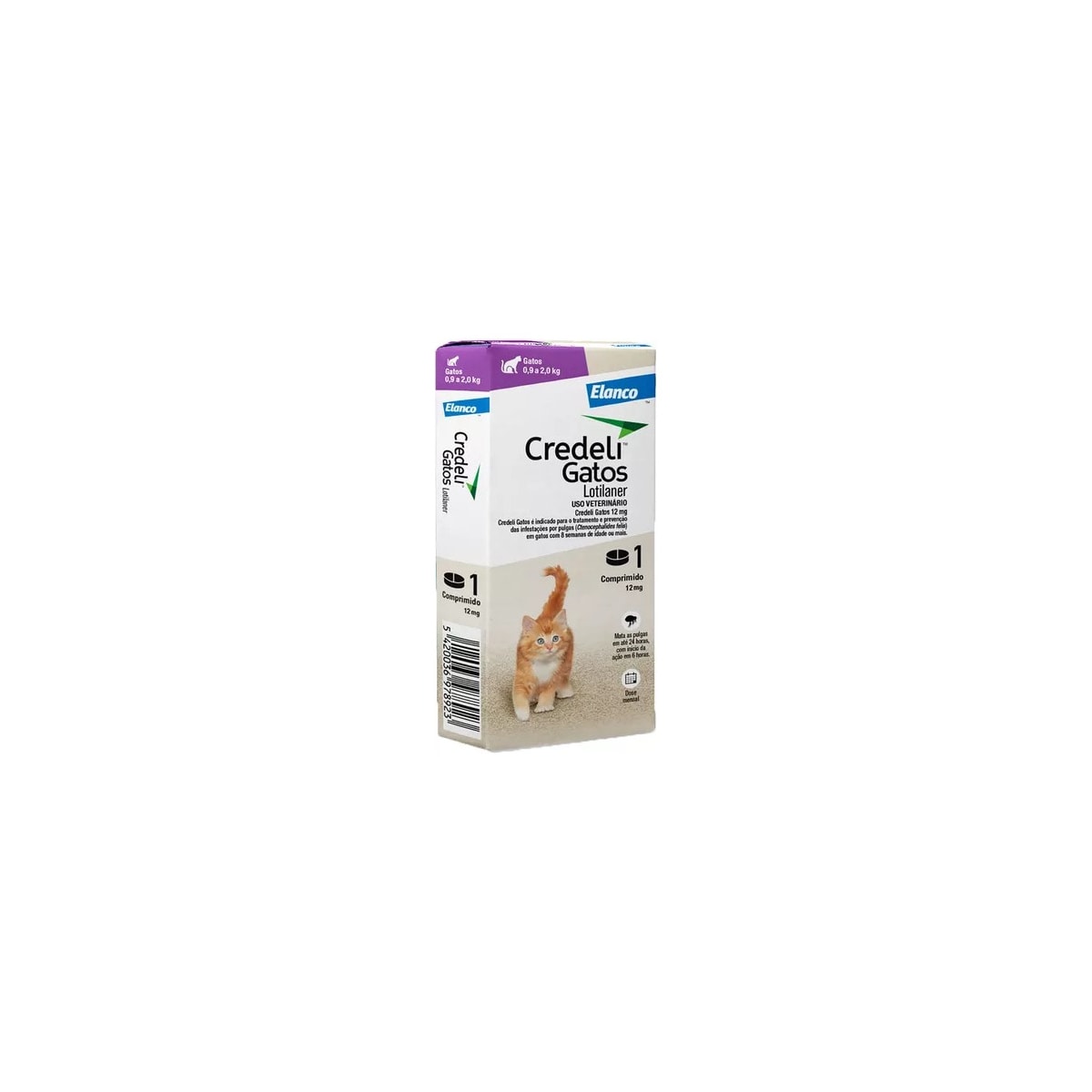 Antipulgas Credeli Elanco 12 mg para Gatos de 0,9 a 2,0kg - 1 comprimido