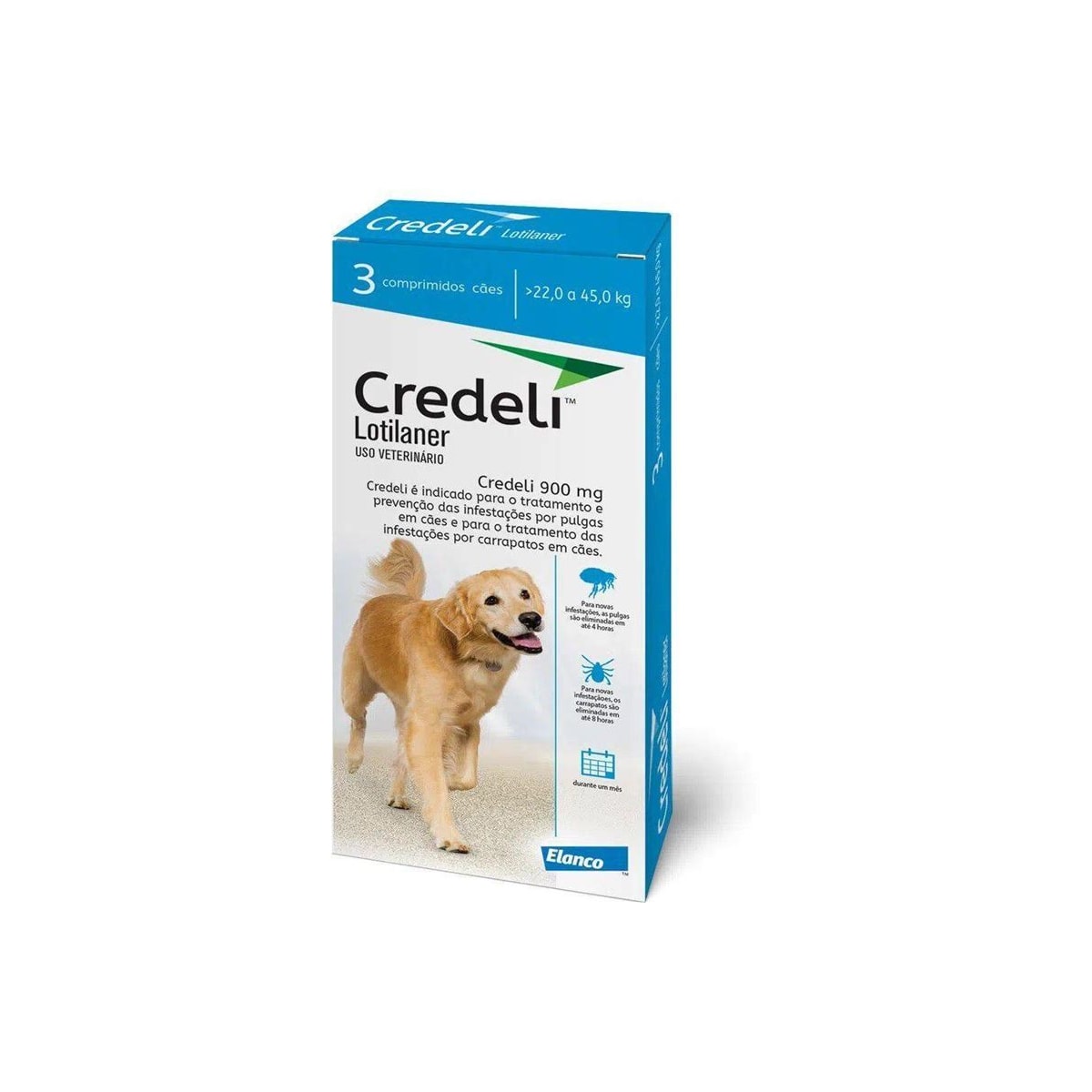 Antipulgas Credeli Elanco para Cães 22 a 45kg 3Comp 900mg