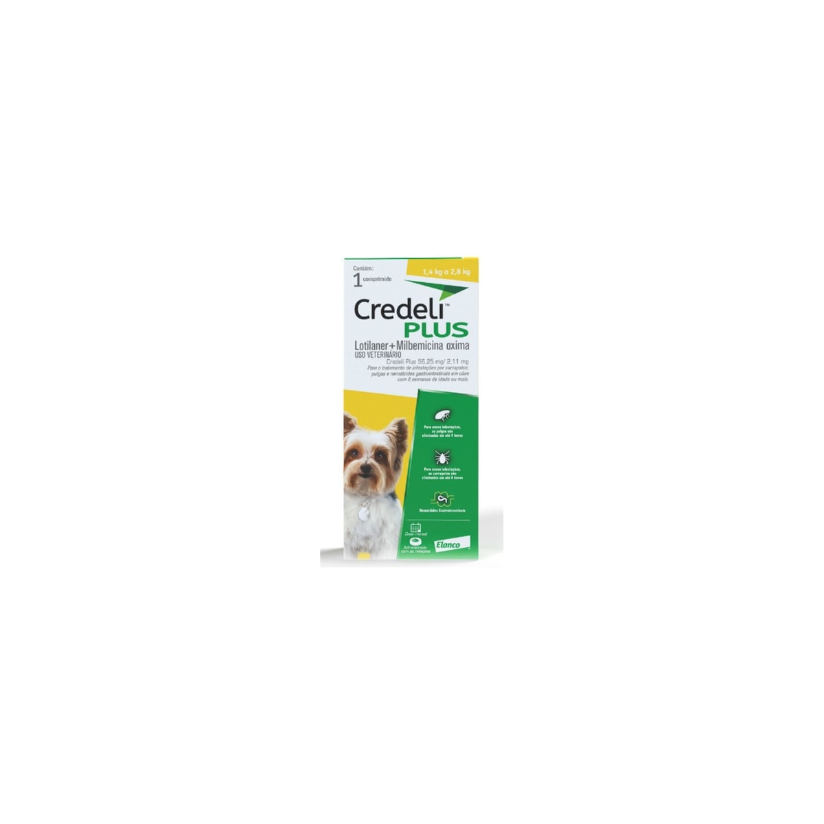 Antipulgas Credeli Plus Cães 1,4kg a 2,8kg 1 comprimido