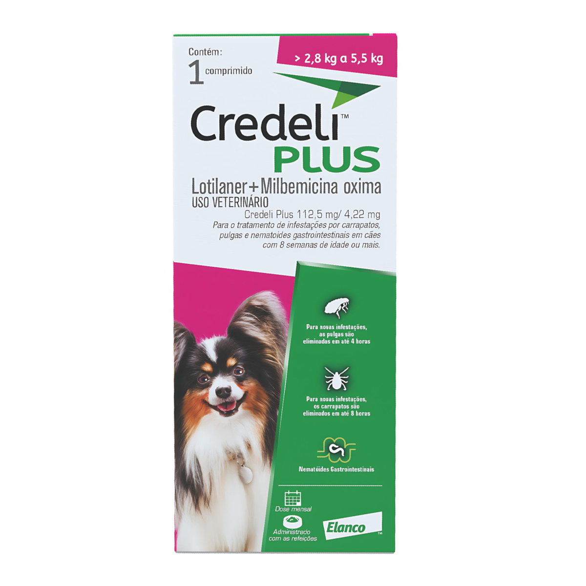 Antipulgas Credeli Plus Cães 2,8kg a 5,5kg 1 comprimido 112,5mg