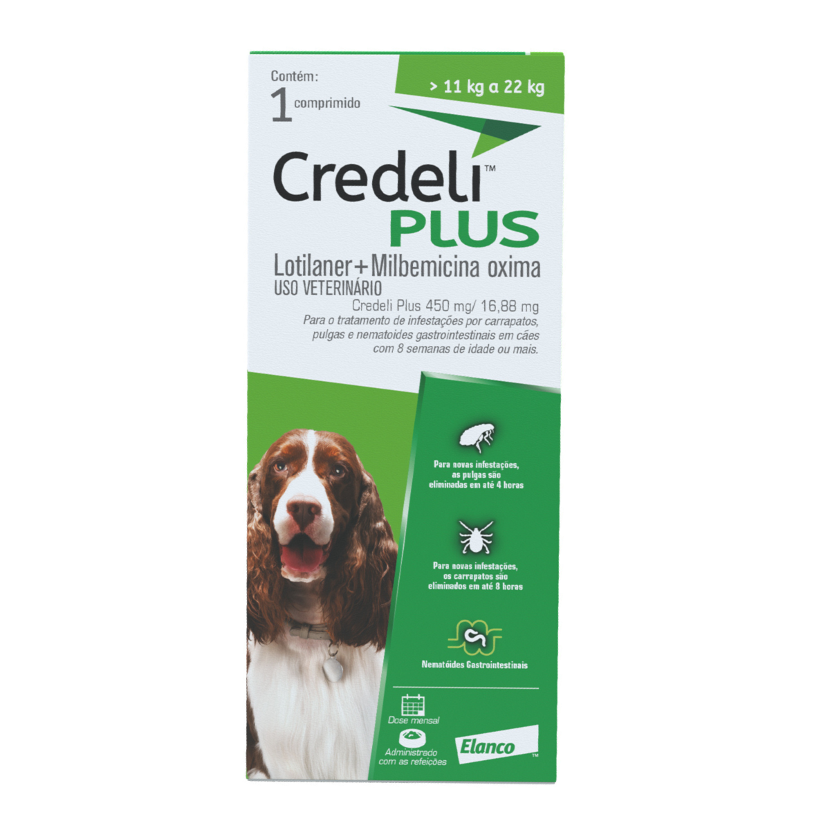 Antipulgas Credeli Plus Elanco para Cães 11 a 22kg 1Comp 450mg