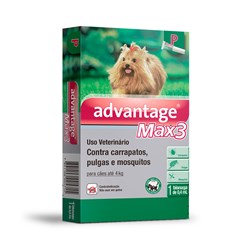 Antipulgas e Carrapatos Advantage Max3 0,4ml para Cães até 4kg