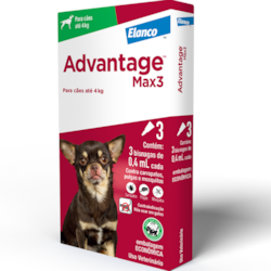 Antipulgas e Carrapatos Advantage Max3 0,4ml para Cães até 4kg
