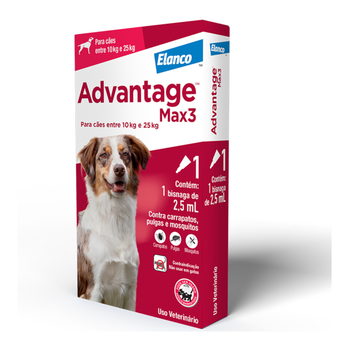Antipulgas e Carrapatos Advantage MAX3 para Cães de 10 a 25 Kg
