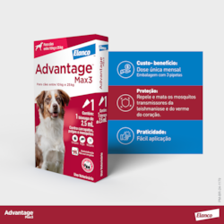 Antipulgas e Carrapatos Advantage MAX3 para Cães de 10 a 25 Kg