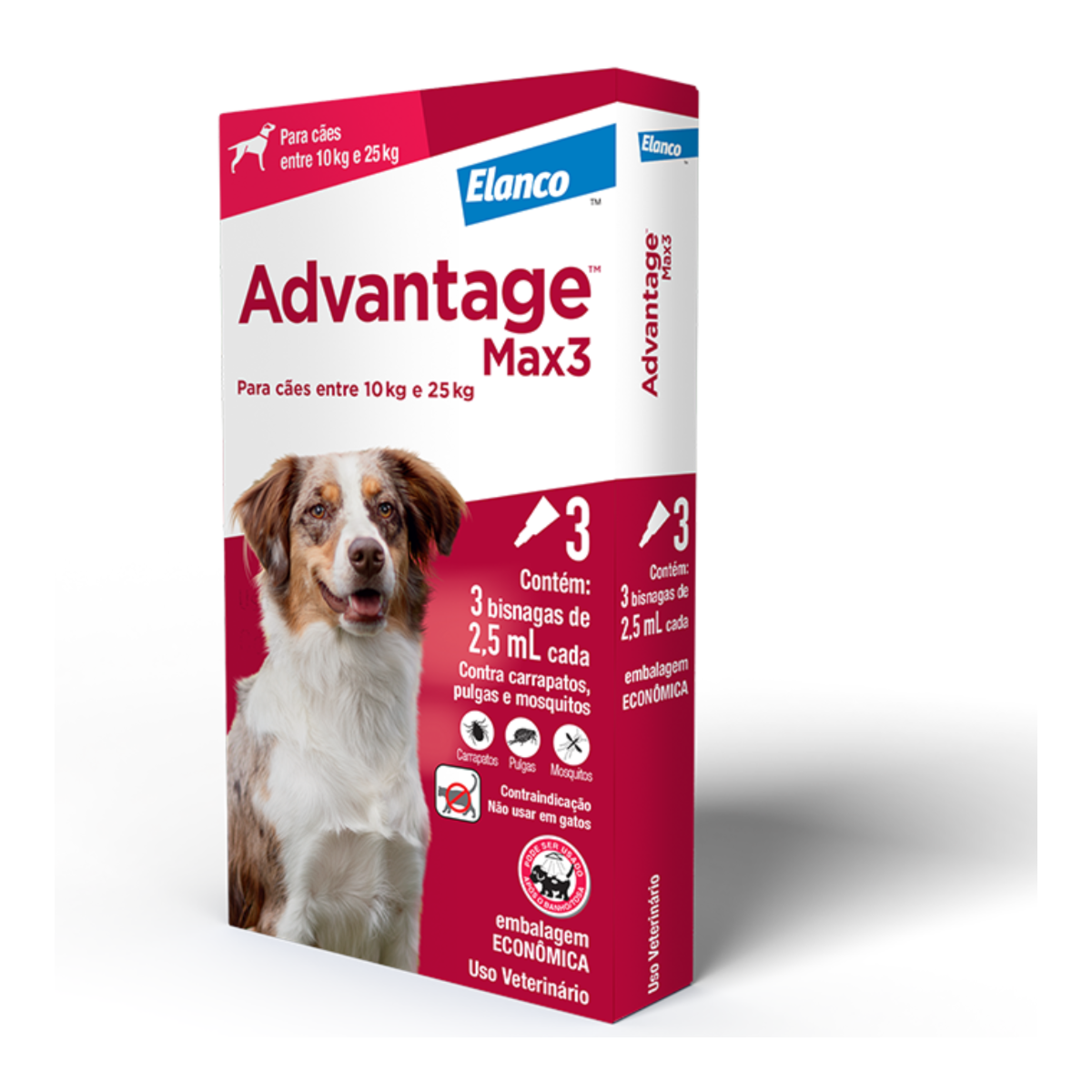 Antipulgas e Carrapatos Advantage MAX3 para Cães de 10 a 25 Kg
