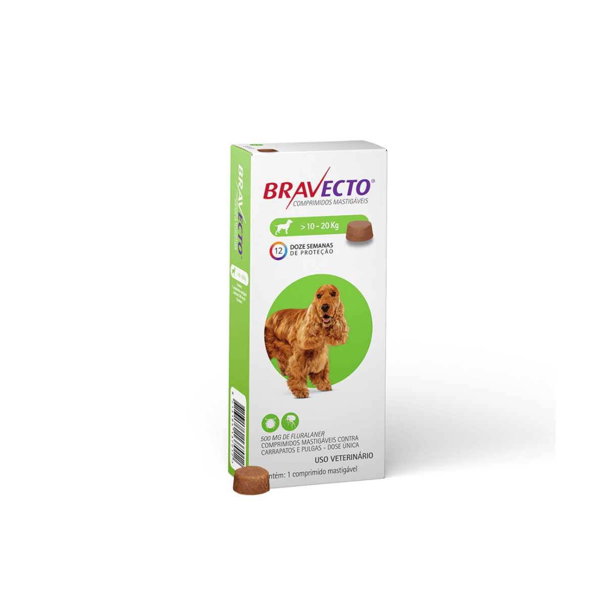 Antipulgas e Carrapatos Bravecto para Cães 10 A 20Kg - 500mg