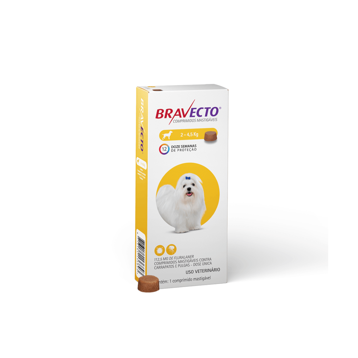 Antipulgas e Carrapatos Bravecto para Cães 2 a 4,5Kg - 112,5Mg