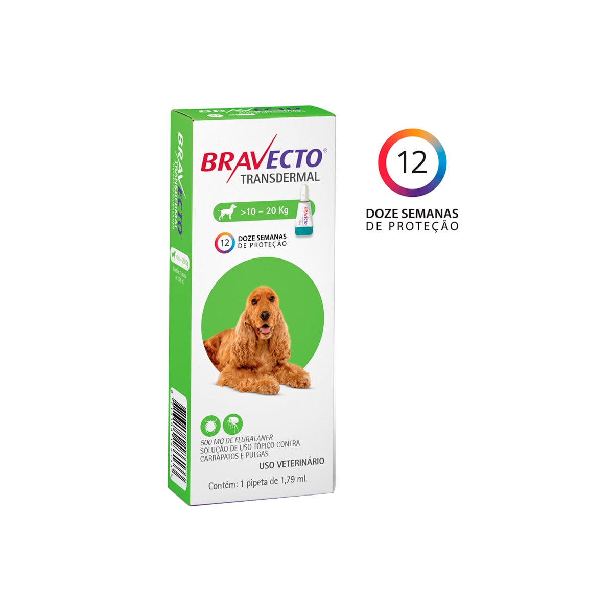 Antipulgas e Carrapatos Bravecto Transdermal para Cães 500Mg - 10 a 20 Kg