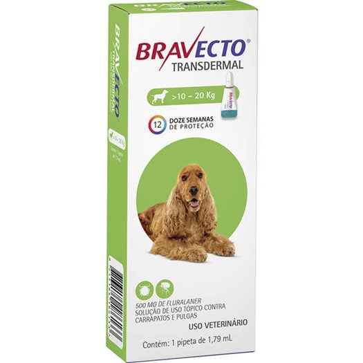 Antipulgas e Carrapatos Bravecto Transdermal para Cães 500Mg - 10 a 20 Kg