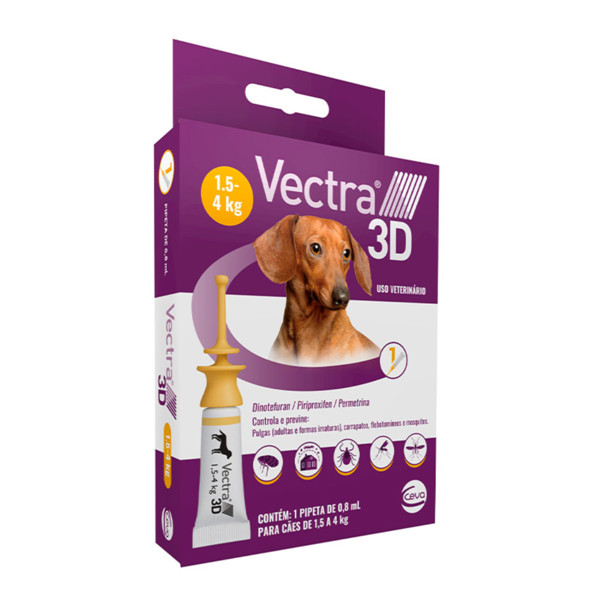 Antipulgas e Carrapatos Ceva Vectra 3D para Cães de 1,5 a 4Kg