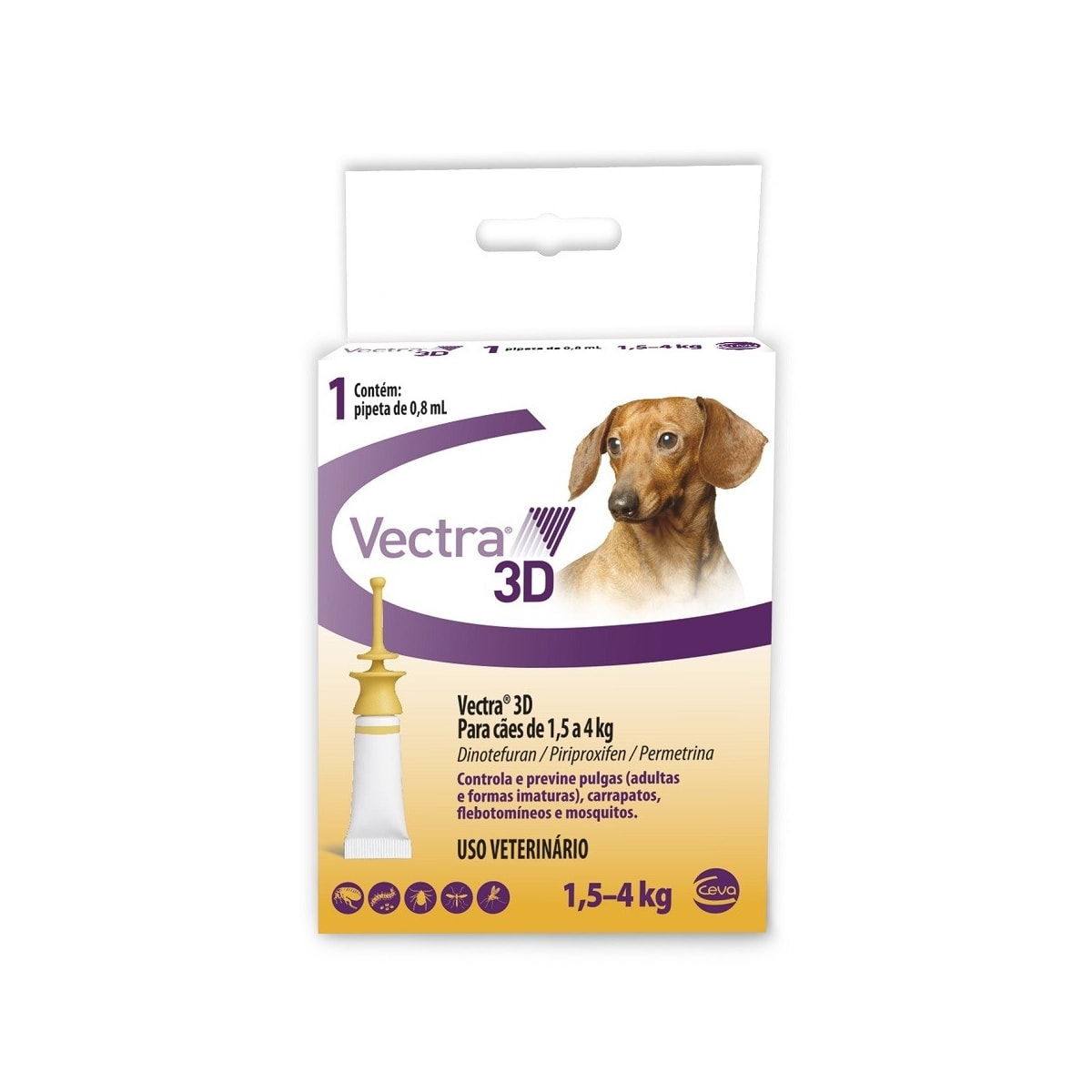 Antipulgas e Carrapatos Ceva Vectra 3D para Cães de 1,5 a 4Kg