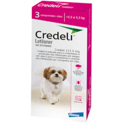 Antipulgas e Carrapatos Credeli Para Cães de 2,5 a 5,5 Kg 3comp 112,5mg