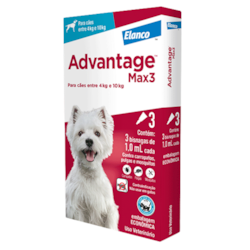 Antipulgas e Carrapatos Elanco Advantage MAX3 para Cães de 04 a 10 Kg - 1,0 mL