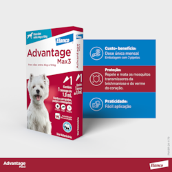 Antipulgas e Carrapatos Elanco Advantage MAX3 para Cães de 04 a 10 Kg - 1,0 mL