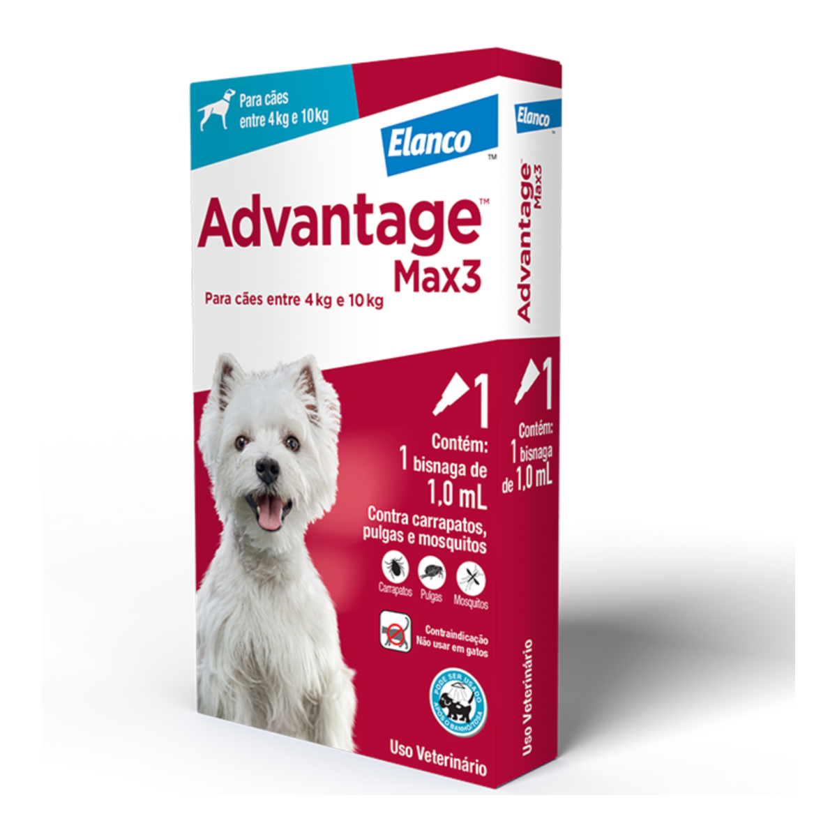 Antipulgas e Carrapatos Elanco Advantage MAX3 para Cães de 04 a 10 Kg - 1,0 mL
