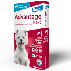 Antipulgas e Carrapatos Elanco Advantage MAX3 para Cães de 04 a 10 Kg - 1,0 mL