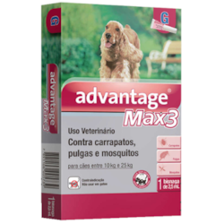 Antipulgas e Carrapatos Elanco Advantage MAX3 para Cães de 10 a 25 Kg - 2,5 mL