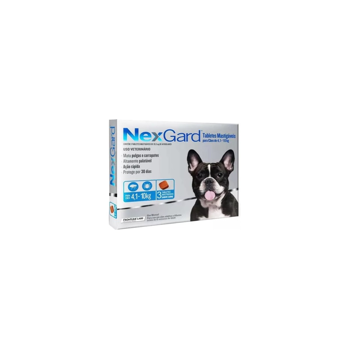 Antipulgas e Carrapatos Nexgard Combo 4,1 a 10Kg Com 3 Tabletes