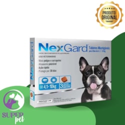 Antipulgas e Carrapatos Nexgard Combo 4,1 a 10Kg Com 3 Tabletes