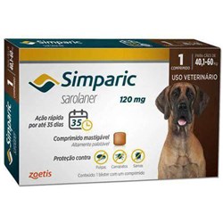 Antipulgas Simparic 120mg - 40,1 A 60 Kg 1 Comprimido