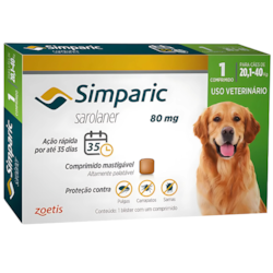 Antipulgas Simparic 20 a 40kg Cães 80mg 1 comprimido