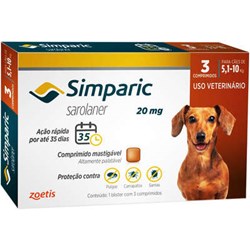 Antipulgas Simparic 20 mg para cães 5,1 a 10 kg