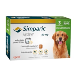 Antipulgas Simparic 80 mg para cães 20,1 a 40 kg