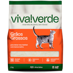 Areia Higiênica Biodegradável Grãos Grossos Viva Verde 4 kg